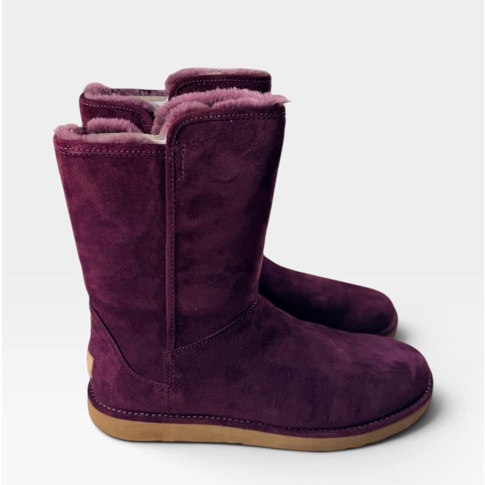 UGG Boots Abree Short II Women 11 Port Purple Suede Sheepskin Excellent